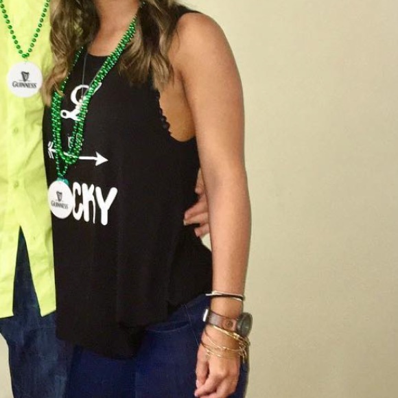 “L is for Lucky” black sleeveless tank - Picture 4 of 4